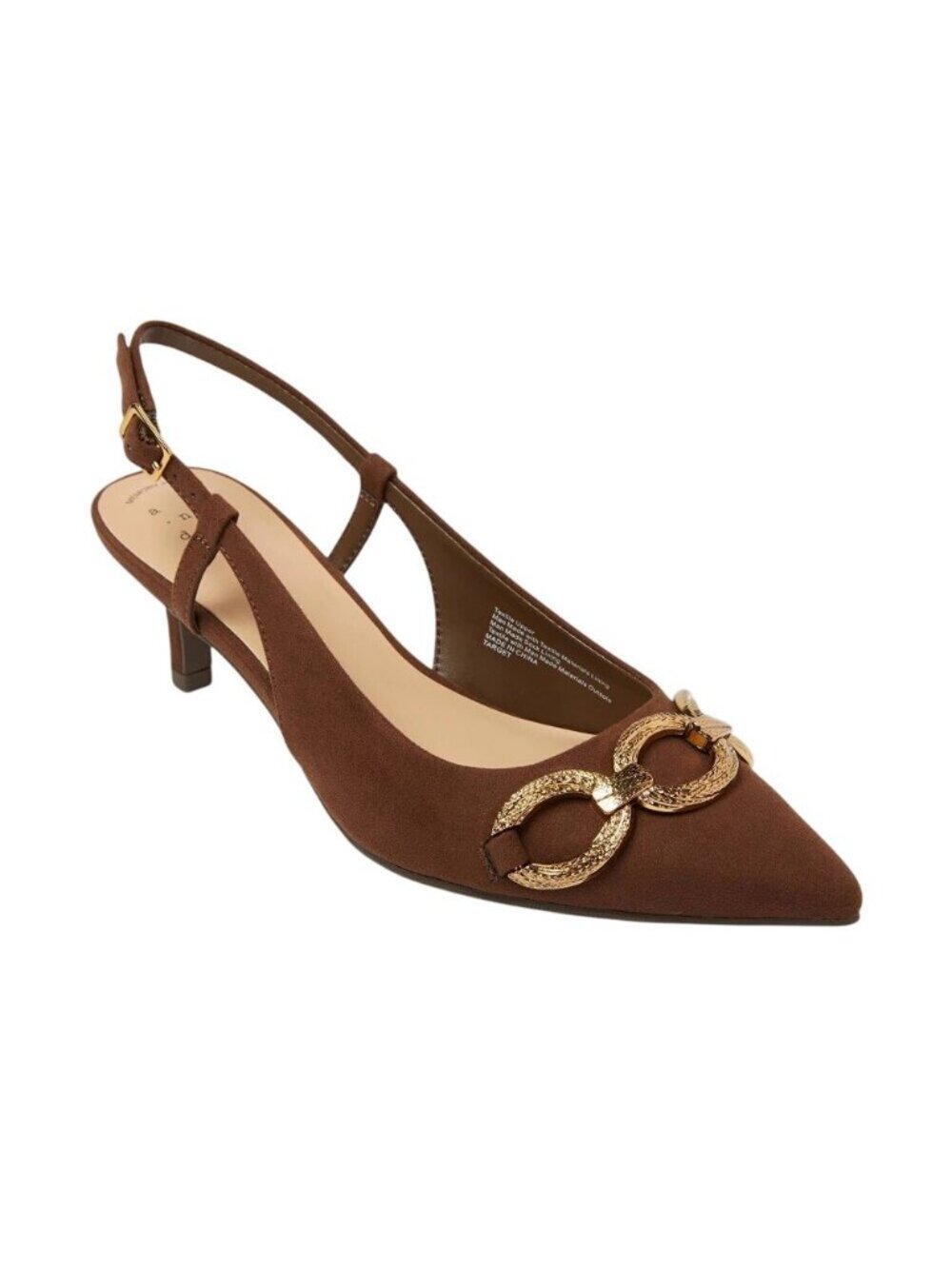 NWT A New Day Tabitha Oversized Chain Sling Back Heels 94305244 Brown 6.5M